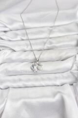 316L Çelik Zincir Gümüş Renk Deniz Tema Model Zirkon Taşlı Kadın Kolye