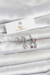 Pirinç Gümüş Renk Çiçek Model 3'lü Kadın Küpe