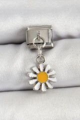316L Çelik Gümüş Renk Papatya Model Nomination Charm