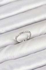 Pirinç Gümüş Renk Lazer Kesim Kadın Yüzük