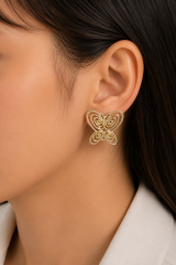 Füsun Küpesi Model Gold Renk Kelebek Model Pirinç Kadın Küpe