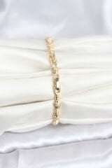 Pirinç Gold Renk VIP Seri Punta Model Zirkon Taşlı Kadın Bileklik