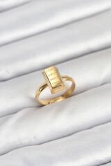 Pirinç Gold Renk Külçe Altın Model Kadın Yüzük