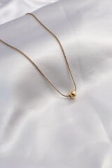 316L Çelik Gold Renk Minimal Top Figür Kadın Kolye