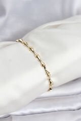 Pirinç Gold Renk VIP Seri Kemik Model Zirkon Taşlı Kadın Bileklik