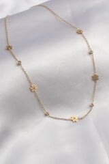 316L Çelik Gold Çiçek Figür Zirkon Taşlı Kadın Kolye