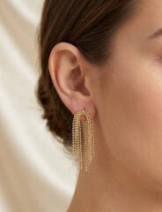 Pirinç Gold Renk Sallantılı Kadın Küpe
