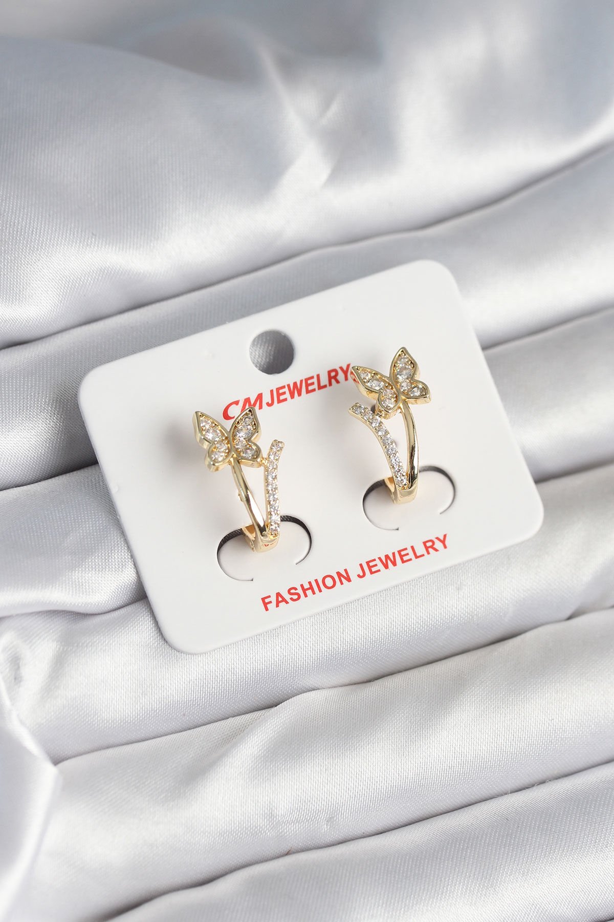 Pirinç Gold Renk Zirkon Taşlı Kelebek Model Kadın Yüzük