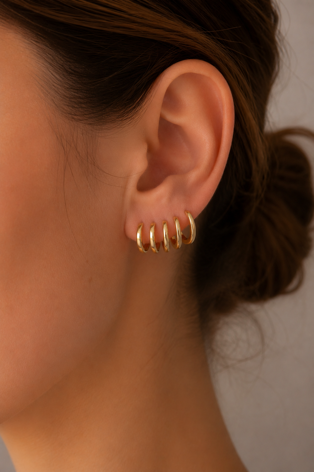 Pirinç Gold Renk Oval Küpe Seti