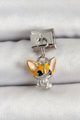 316L Çelik Gümüş Renk Chihuahua Köpek Model Nomination Charm
