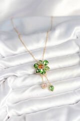 316L Çelik Zincir Gold Renk Çiçek Model Sallantılı Kadın Kolye