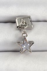 316L Çelik Gümüş Renk Zirkon Taşlı Yıldız Model Nomination Charm