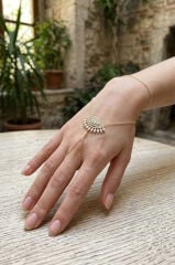 Pirinç Gold Renk Zirkon Taşlı Göz Model Kadın Şahmeran