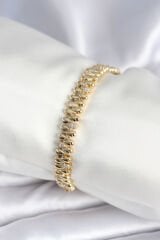 Pirinç Gold Renk Damla Model Zirkon Taşlı Kadın Bileklik