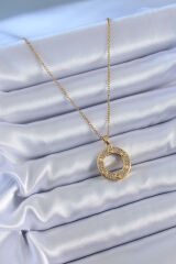 316L Çelik Gold Renk Zirkon Taşlı Cartier Model Kadın Kolye