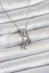 316L Çelik Gümüş Zirkon Taşlı Deniz Tema Charmlı Kadın Kolye