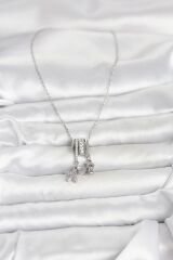 316L Çelik Gümüş Zirkon Taşlı Deniz Tema Charmlı Kadın Kolye