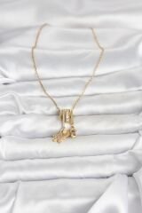 316L Çelik Gold Zirkon Taşlı Deniz Tema Charmlı Kadın Kolye