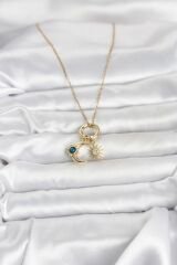 316L Çelik Gold Renk Gece Gündüz Tema Charmlı Kadın Kolye