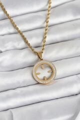 316L Çelik Burgu Zincir Model Çeyrek Takılabilir Kadın Kolye