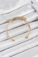 Pirinç Gold Renk Zirkon Taşlı Yonca Model 2'li Kadın Bileklik