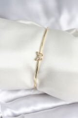 Kelebek Figürlü Zirkon Taşlı Gold Renk Pirinç Kadın Bileklik