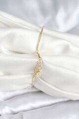 Kelebek Figürlü Zirkon Taşlı Gold Renk Pirinç Kadın Bileklik