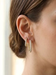 316L Çelik Gold Renk 6'lı Set Zirkon Taşlı Kadın Küpe