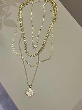 Pirinç Zirkon Taşlı Kutup Yıldızı Model Ezme Zincir Gold Renk Kadın Kolye