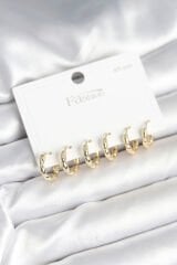 Pirinç Gold Renk Baklalı Halka 925 Gümüş Çivi Kadın Küpe Seti