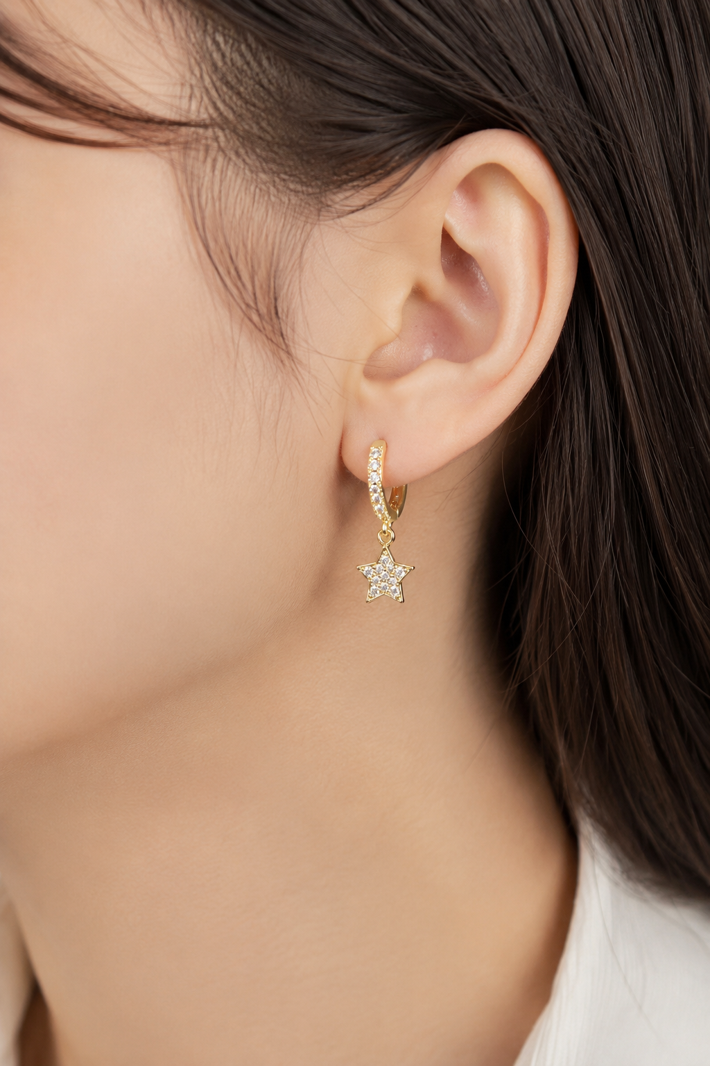316L Çelik Gold Renk 6'lı Set Yıldız Model Kadın Küpe