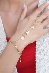 Kelebek Figürlü Gold Renk Çelik Kadın Şahmeran