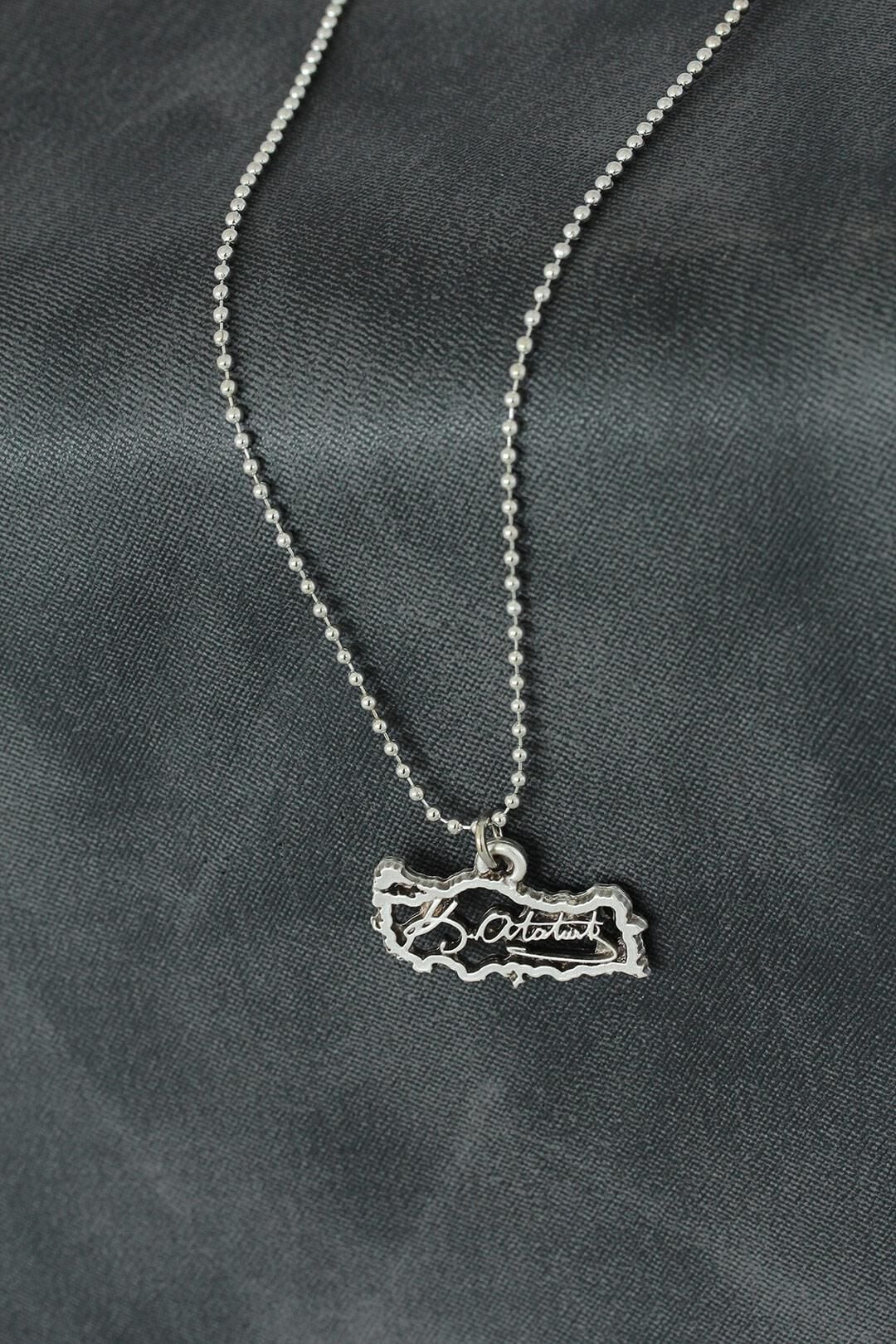 Atatürk İmzalı Metal Erkek Kolye