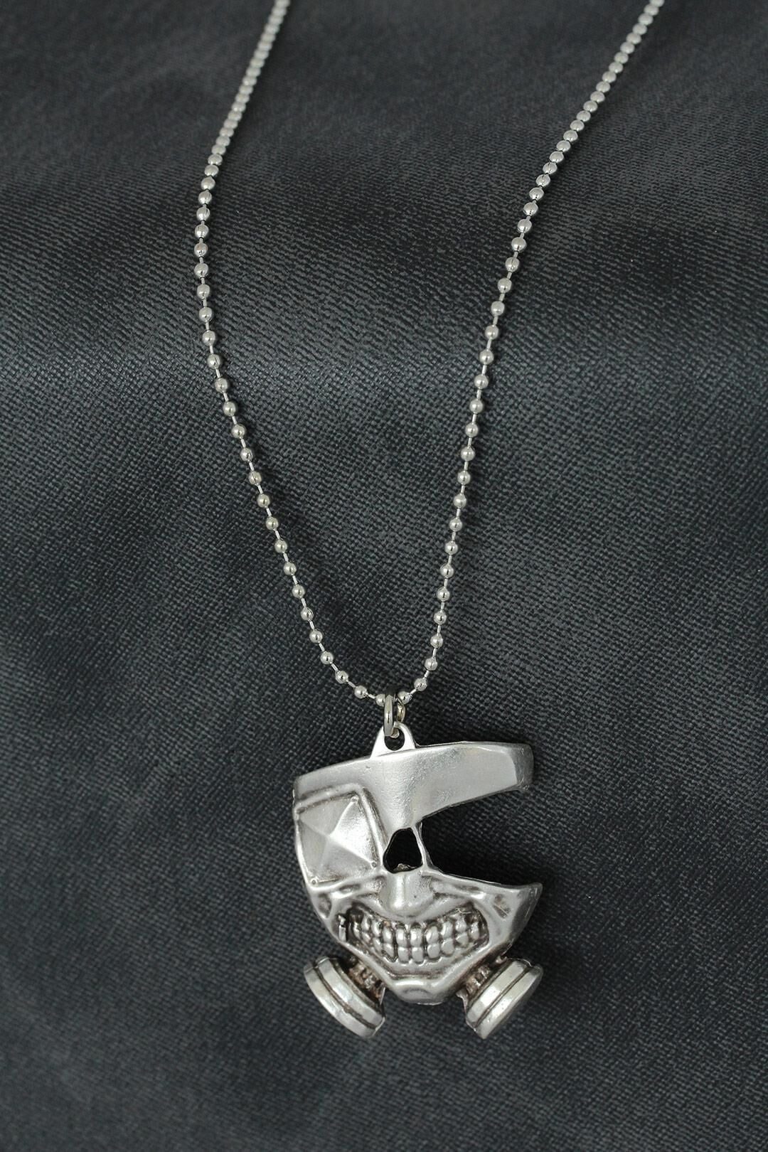 Maske Figürlü Metal Erkek Kolye