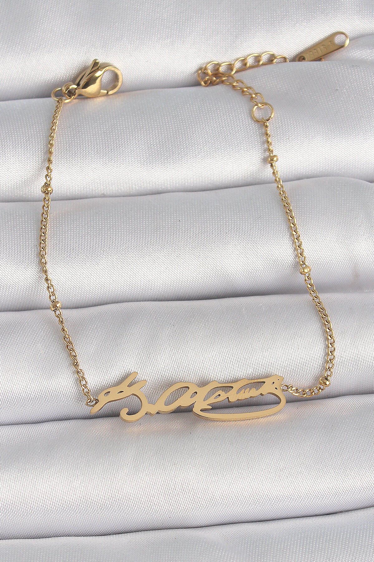 316L Çelik Gold Renk Atatürk İmza Model Kadın Bileklik