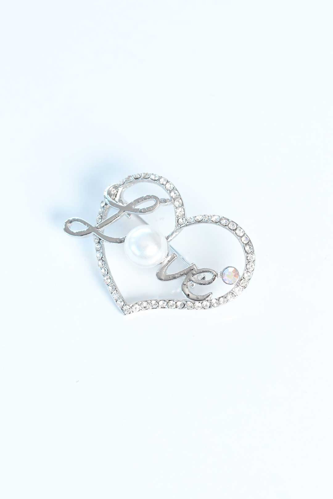 Zirkon Taşlı Metal Broş