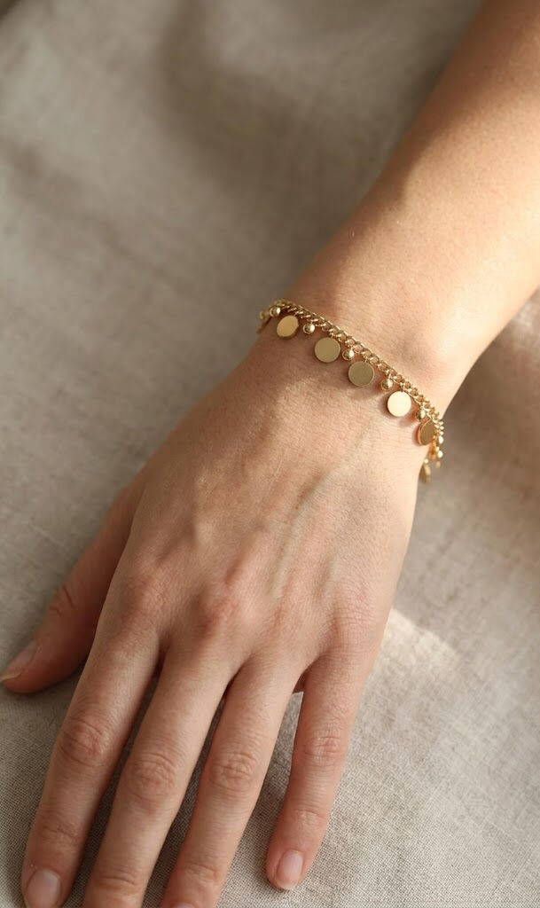 316L Çelik Gold Renk Pullu Model Kadın Bileklik