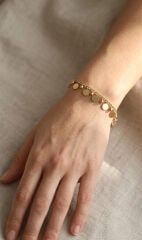 316L Çelik Gold Renk Pullu Model Kadın Bileklik