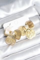 Çiçek Model Gold Renk Pirinç Kadın Küpe