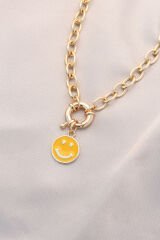 Yeni Sezon Sarı Renk Smile Model Retro Gold Metal Kolye