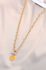 Yeni Sezon Sarı Renk Smile Model Retro Gold Metal Kolye