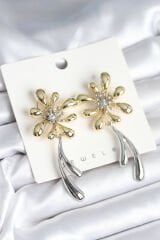 Çiçek Model Gold Gümüş Renk Kadın Küpe