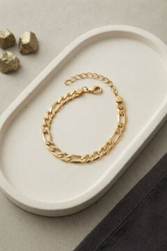 316L Çelik Gold Renk Figaro Zincir Model Erkek Bileklik