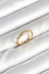 Pirinç Gold Renk Zirkon Taşlı Kadın Yüzük