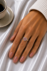 Pirinç Gold Renk Pembe Zirkon Taş Kalp Charm Model Kadın Yüzük