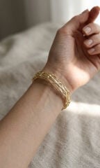 Gold Renk Pirinç Vintage Kadın Bileklik