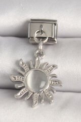 316L Çelik Gümüş Renk Beyaz Mineli Güneş Model Nomination Charm