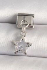 316L Çelik Gümüş Renk Zirkon Taşlı Yıldız Model Nomination Charm