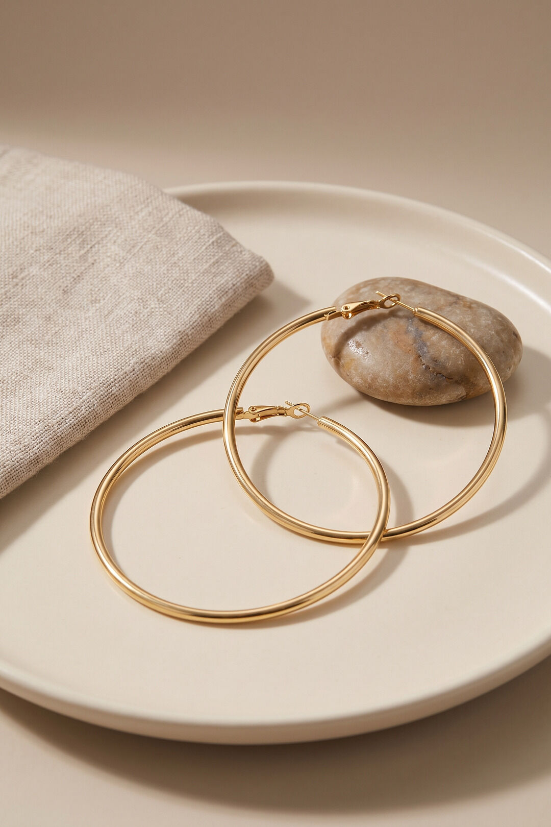 316L Çelik Gold Renk 56 mm Halka Küpe