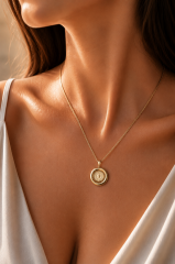 316L Çelik Gold Renk Zincir Gold Altın Model Kadın Kolye